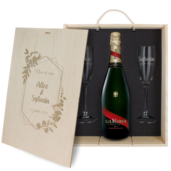 Coffret à champagne Mumm mariage personnalisé