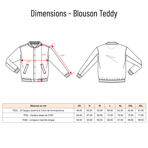 Blouson teddy marine et blanc personnalisé