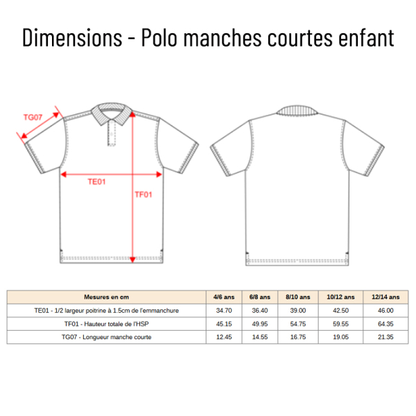 Polo manches courtes bio enfant brodé