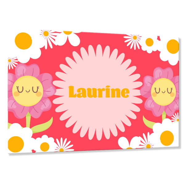 Plaque de porte pour enfant personnalisé fleurs - Laurine