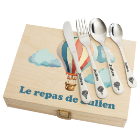 Coffret montgolfière et ses couverts personnalisés