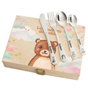 Coffret couverts personnalisés nuages et animaux