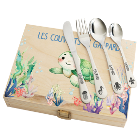 Coffret océan et ses couverts personnalisés