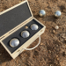 Coffret en bois pour triplette de pétanque