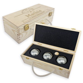 Mallette pétanque en bois personnalisée pour triplette (3 boules)