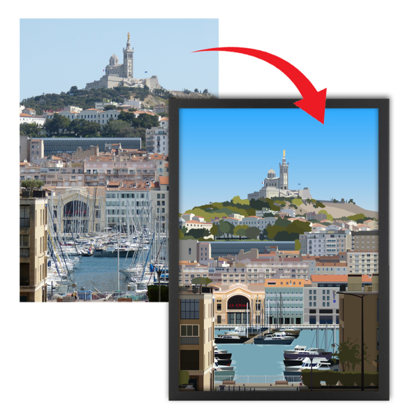 Marseille illustré à partir d'une photo