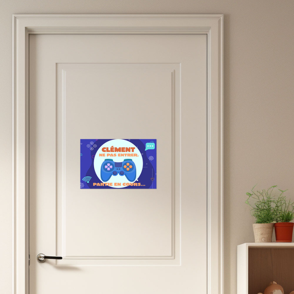 Plaque de porte personnalisée pour ado - console