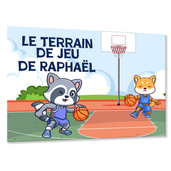 Plaque de porte pour enfant personnalisée Basket