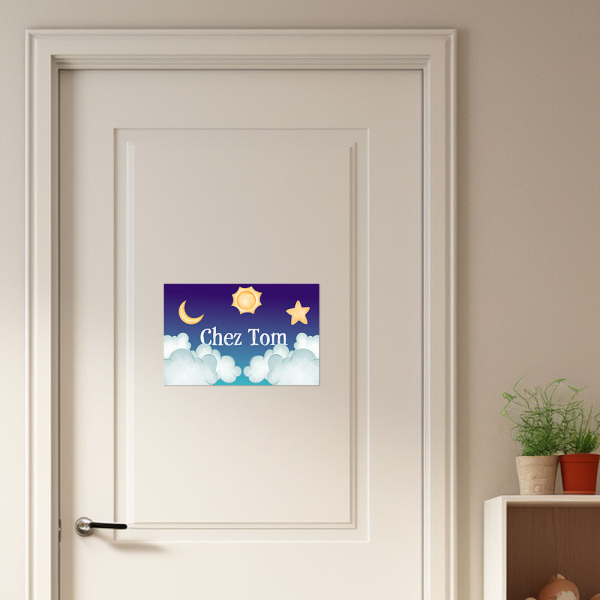 Plaque de porte nuages pour chambre d'enfant - nuit