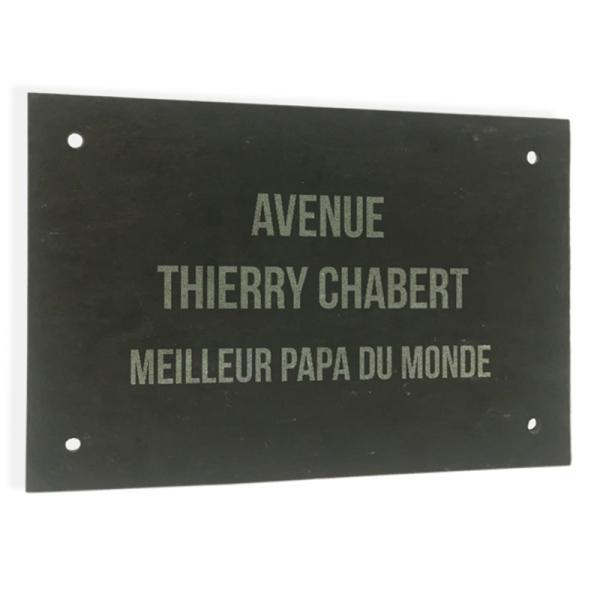 Plaque de rue en ardoise gravée