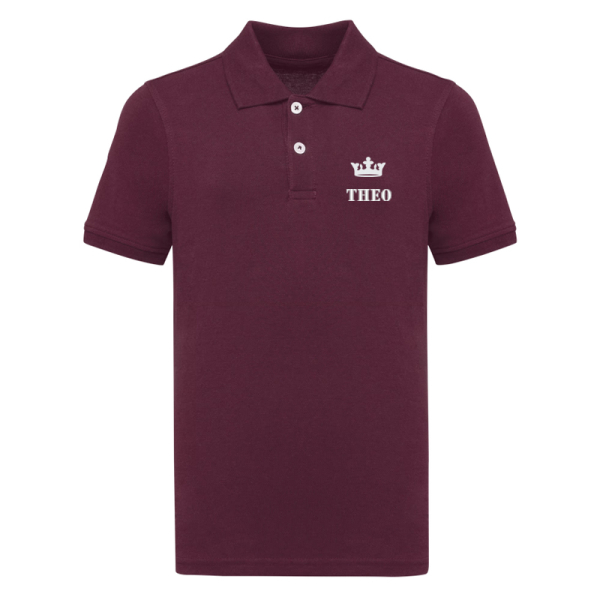 Polo enfant bordeaux bio persponnalise