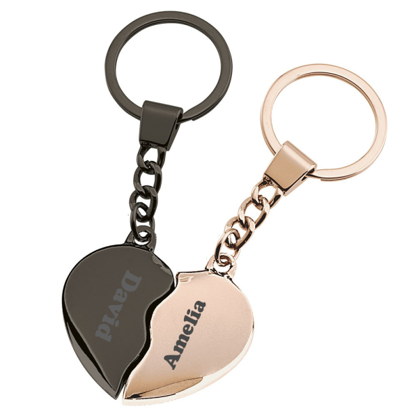 Porte-clés pour couples avec cœur et clé - Porte clef - Achat & prix