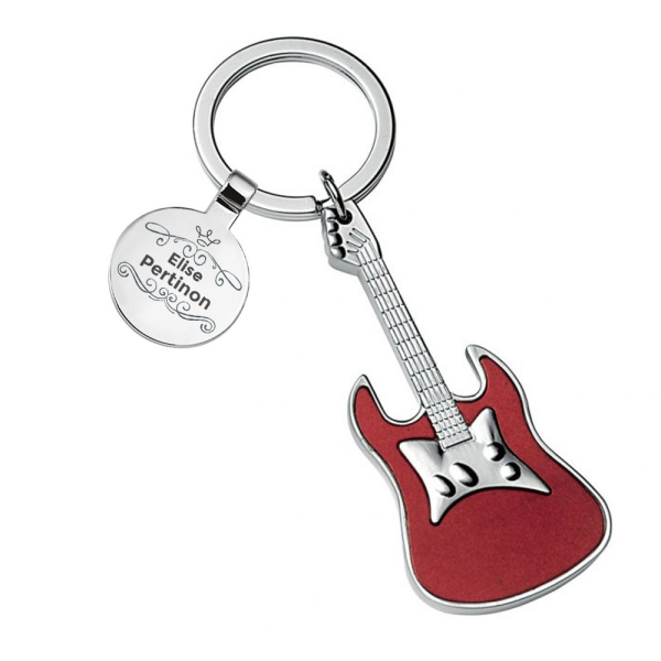 Porte-clés guitare rouge personnalisé