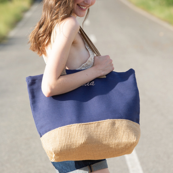 Sac de plage bleu marine 