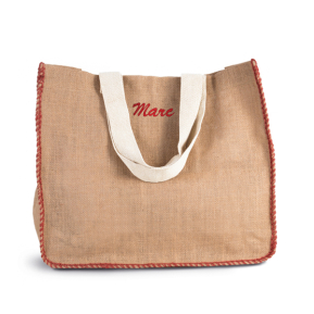 Sac en jute avec coutures contrastées 