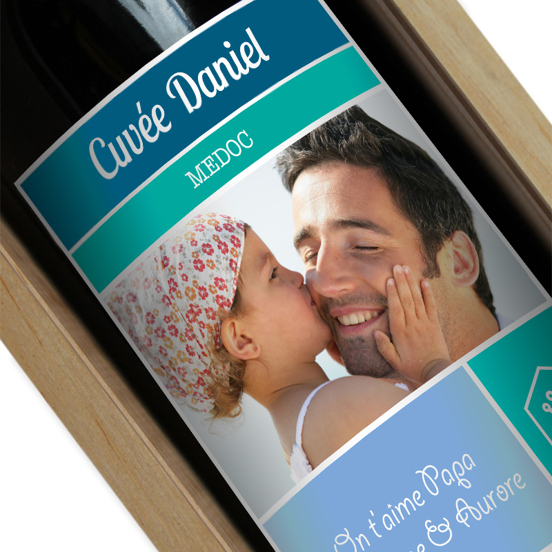 Bouteille de vin personnalisée étiquette photo
