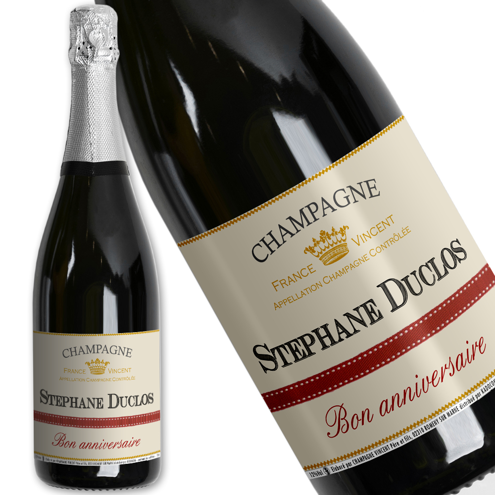 Champagne personnalisé Baptême - Coffret Vin blanc Cadeau Entreprise