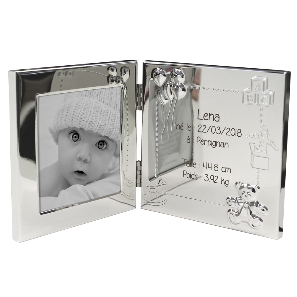Double-cadre photo personnalisé avec prénom bébé
