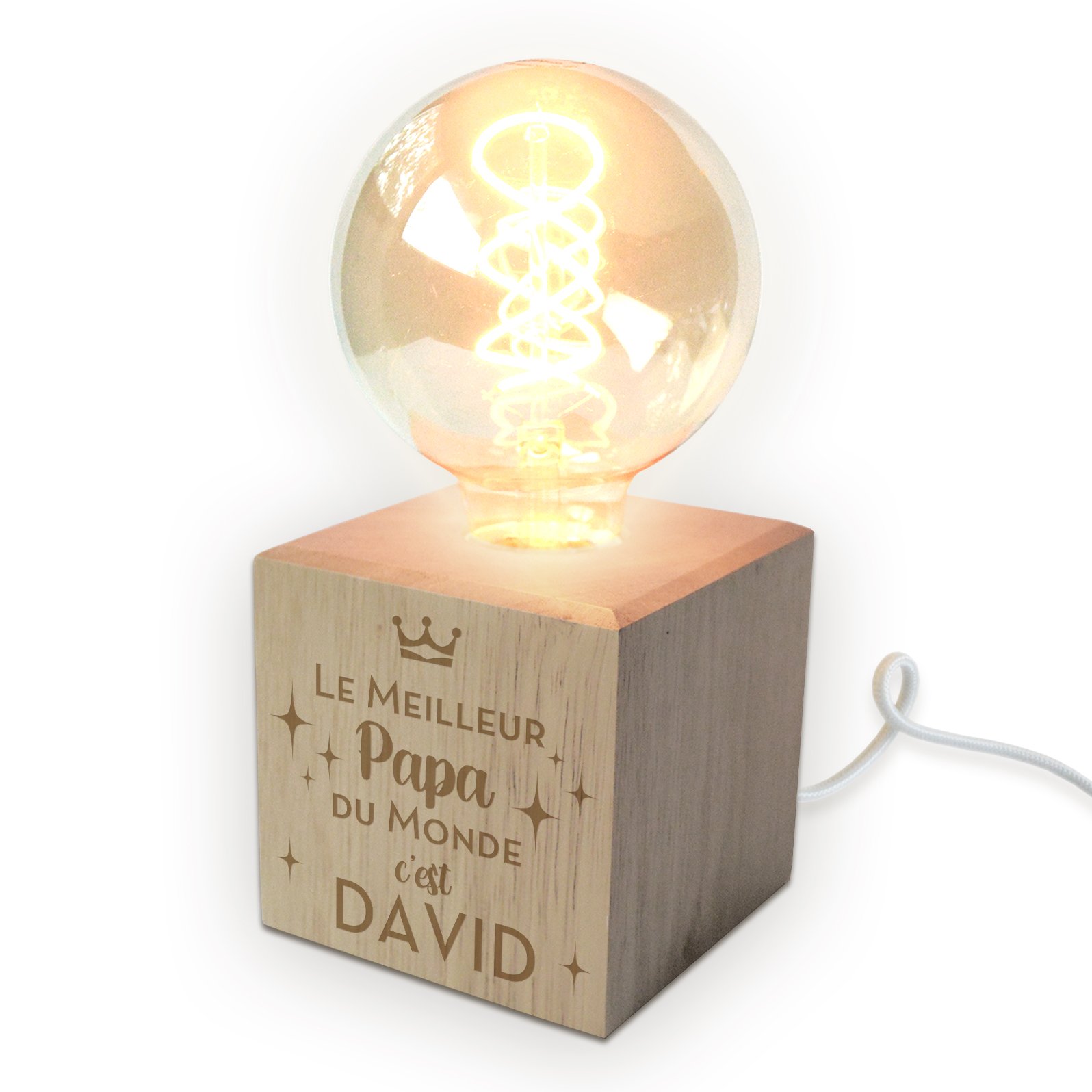 Lampe ampoule LED filament personnalisée pour papa