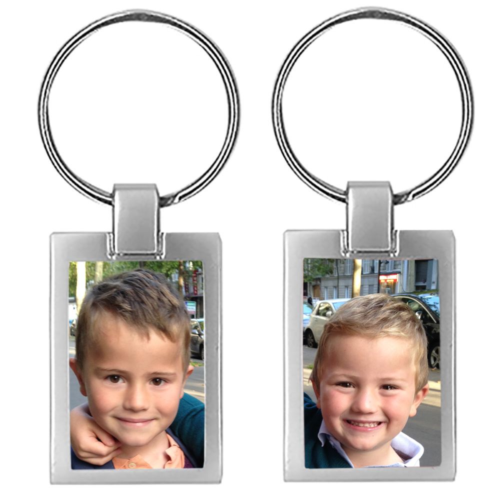 Porte-clés rectangulaire avec 2 photos